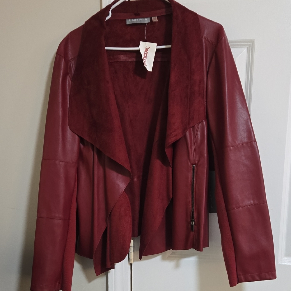 Women's Burgundy Faux Leather Jacket